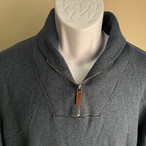 Banana Republic Men's teal 1/4 Zip Silk / Cashmere Shawl Sweater Large L